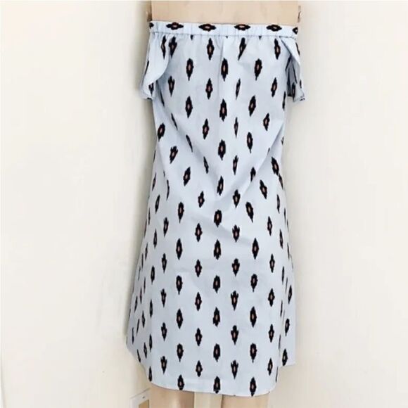J. CREW Ikat Print Tribal Cotton Off Shoulder Dress - Picture 6 of 11
